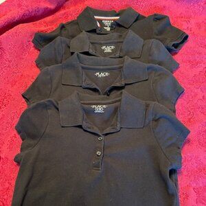 Girls Short Sleeve School Uniform Black Polo shirts (4 shirts)